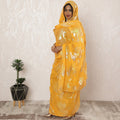 Golden Yellow Sudanese Thobe Fabric in Pure Silk Chiffon with Metallic Lurex, 4.5 Meters, 110 cm Width-D20404