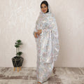 Light Blue Sudanese Thobe Fabric in Pure Silk Chiffon with Metallic Lurex and Jacquard, 4.5 Meters, 110 cm Width-D20409