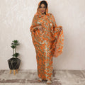 Vibrant Orange Sudanese Thobe Fabric in Pure Silk Chiffon with Metallic Foil and Jacquard, 4.5 Meters, 110 cm Width-D20414
