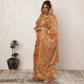 Vibrant Orange Sudanese Thobe Fabric in Pure Silk Chiffon with Metallic Foil and Jacquard, 4.5 Meters, 110 cm Width-D20414