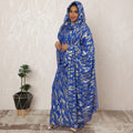 Royal Blue Sudanese Thobe Fabric in Pure Silk Chiffon with Metallic Lurex, 4.5 Meters, 110 cm Width-D20419