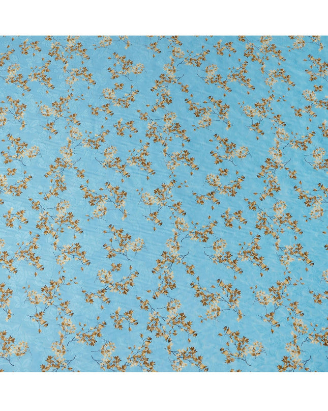 Light Blue Japanese Cotton Voile Fabric, Delicate Brown & Cream Leaf Print, 110 cm Width-D20913