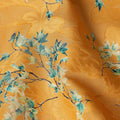 Orange Japanese Cotton Voile Fabric, Blue & White Leaf Print, 110 cm Width-D20917