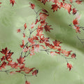 Light Green Japanese Cotton Voile Fabric, Red & Pink Leaf Print, 110 cm Width-D20918