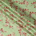 Light Green Japanese Cotton Voile Fabric, Red & Pink Leaf Print, 110 cm Width-D20918