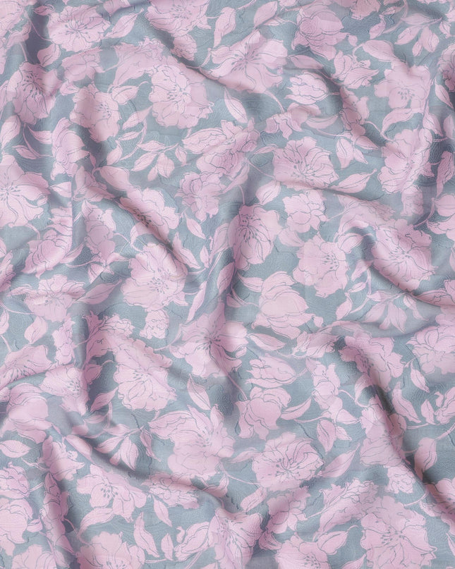 Dusty Pink Japanese Cotton Voile Fabric, Light Pink Floral Print, 110 cm Width-D20920