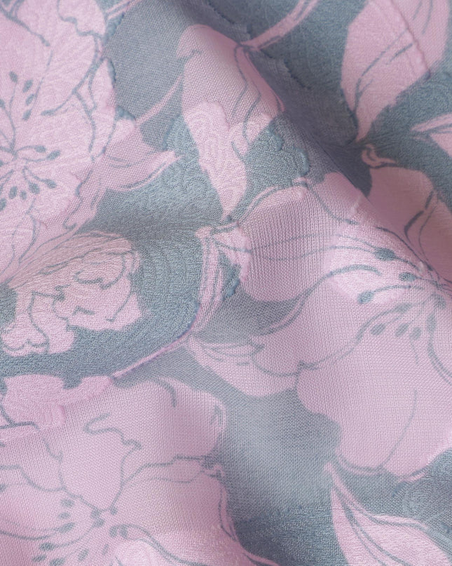 Dusty Pink Japanese Cotton Voile Fabric, Light Pink Floral Print, 110 cm Width-D20920