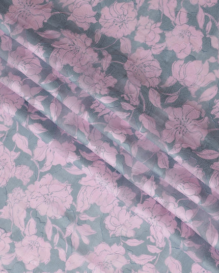 Dusty Pink Japanese Cotton Voile Fabric, Light Pink Floral Print, 110 cm Width-D20920