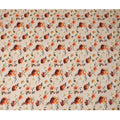 Beige Indian Viscose Crepe Fabric with Foil, Red & Orange Floral Print, 110 cm Width-D20922