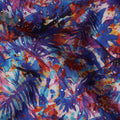 Blue Indian Viscose Crepe Fabric with Foil, Abstract Multicolor Print, 110 cm Width-D20927