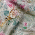 Sage Green Indian Viscose Modal Satin Fabric, Pastel Floral Print, 110 cm Width-D20931 Regal Fabrics