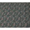 Teal Blue Indian Viscose Modal Satin Fabric, Vintage Floral Print, 110 cm Width-D20937