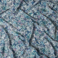 Steel Blue Indian Viscose Modal Satin Fabric, Pastel Floral Print, 110 cm Width-D20940