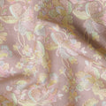قماش حرير توسار هندي باللون الوردي الشمبانيا مع تطريز باستيل، عرض 110 سم - D20944