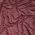 Wine Tussar Silk Fabric with Floral Embroidery & Sequins, 110 cm Width-D20948