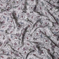 Grey Synthetic Modal Satin Fabric with Delicate Floral Print, 110 cm Width-D20958
