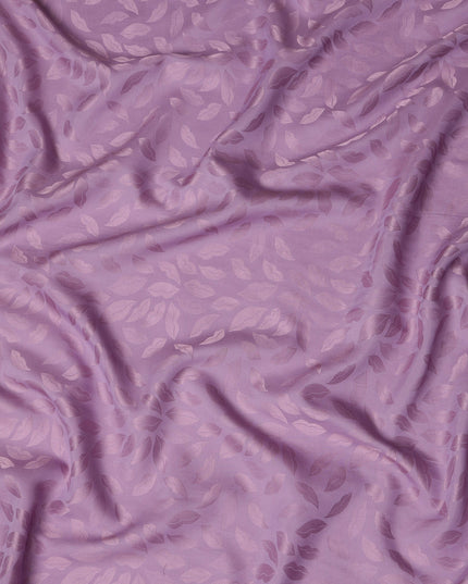 Lavender Silk Satin Fabric with Leaf Pattern, 110 cm Width-D20962