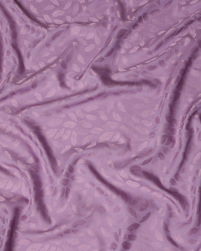 Lavender Silk Satin Fabric with Leaf Pattern, 110 cm Width-D20962