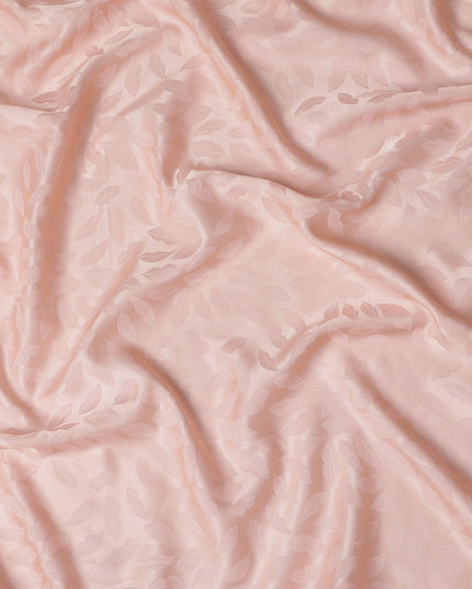 Blush Pink Silk Satin Fabric with Leaf Pattern, 110 cm Width-D20964