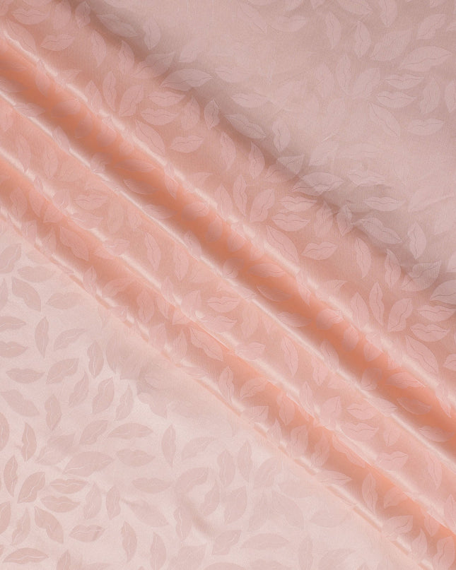 Blush Pink Silk Satin Fabric with Leaf Pattern, 110 cm Width-D20964