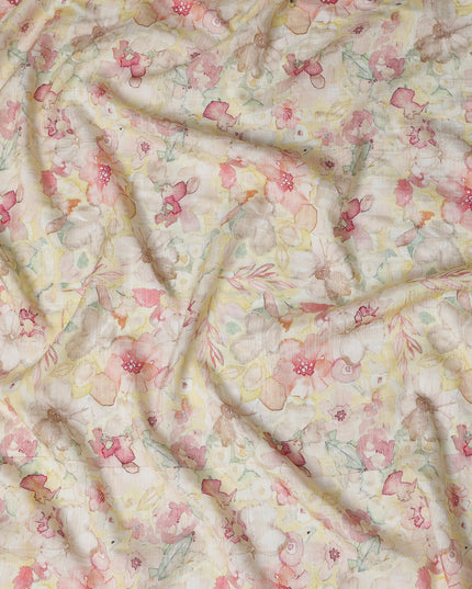 Pastel Floral Linen Cotton Blend Fabric, 110 cm Width-D20967