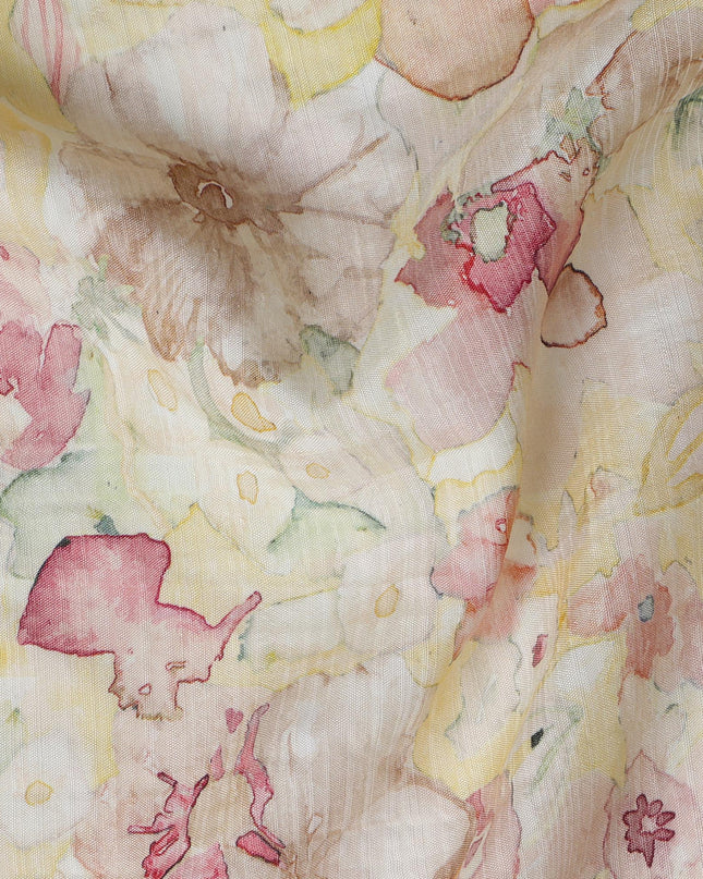 Pastel Floral Linen Cotton Blend Fabric, 110 cm Width-D20967