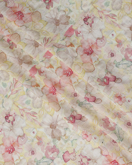 Pastel Floral Linen Cotton Blend Fabric, 110 cm Width-D20967