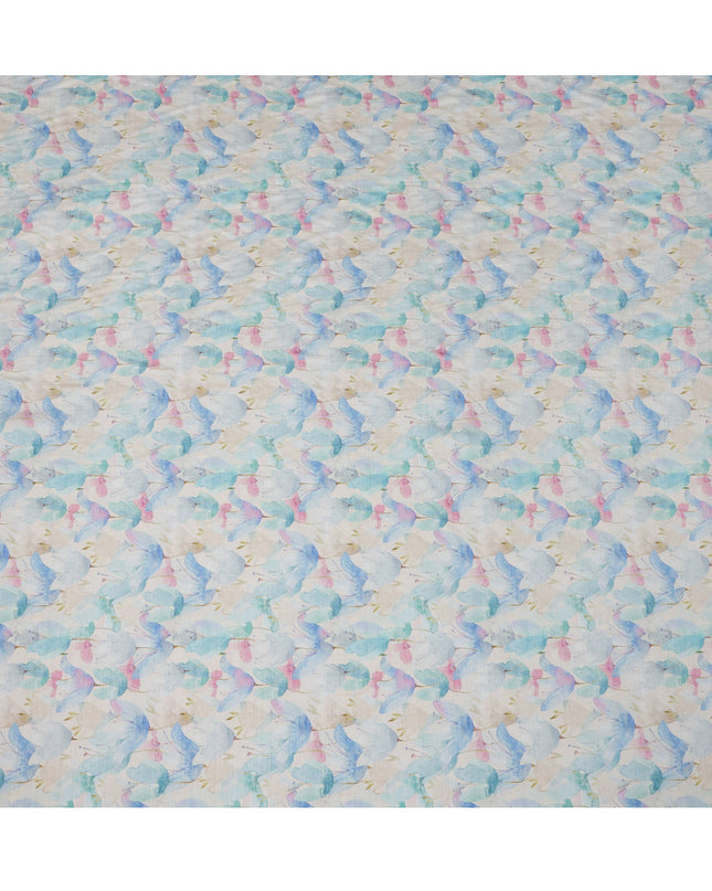 White Pastel Floral Linen Cotton Blend Fabric, 110 cm Width-D20969