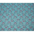 Aqua Blue Floral Linen-Cotton Blend Fabric, 110 cm Wide, Made in India-D20973