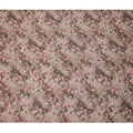 قماش ساتان أورجانزا صناعي مزخرف بزهور باللون البني الفاتح، عرض 110 سم، صنع في الهند - D20980