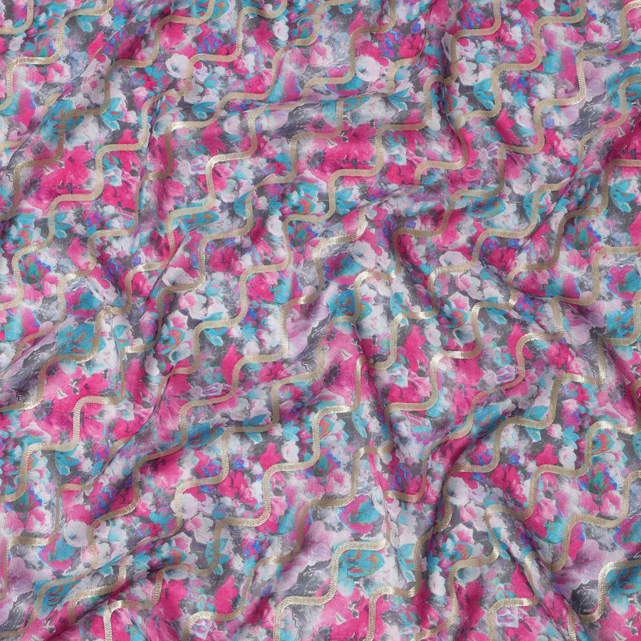 قماش كريب فيسكوز زهري متعدد الألوان مطبوع رقميًا، عرض 110 سم، صنع في الهند-D20985