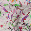 Light Pink Tropical Floral Viscose Crepe Digital Print Fabric, 110 cm Wide, Made in India-D20995