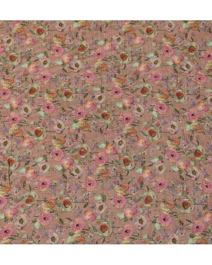 Blush Pink Botanical Linen-Cotton Blend Fabric, 110 cm Wide, Made in India-D20999