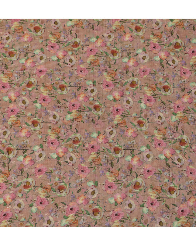 Blush Pink Botanical Linen-Cotton Blend Fabric, 110 cm Wide, Made in India-D20999