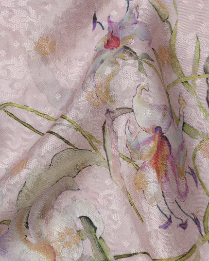 Soft Lavender Floral Viscose Crepe Digital Print Fabric, 110 cm Wide, Made in India-D21000