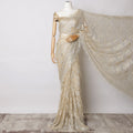 Light Gold Premium French Metallic Chantilly Saree Lace with Stone Work - 5.5 Meters, Width 110 cm-D21072 Regal Fabrics