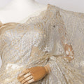 Light Gold Premium French Metallic Chantilly Saree Lace with Stone Work - 5.5 Meters, Width 110 cm-D21072 Regal Fabrics