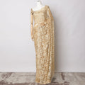 Gold Premium French Chantilly Saree Lace  with stone work- 5.5 Meters, Width 110 cm-D21074 Regal Fabrics