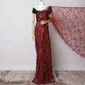 Red, Black Two-Tone French Chantilly Lace Fabric – 5.5 Meters, Floral Design, 110 cm Width-D21090 Regal Fabrics
