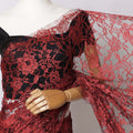 Red, Black Two-Tone French Chantilly Lace Fabric – 5.5 Meters, Floral Design, 110 cm Width-D21090 Regal Fabrics