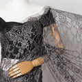 Mauve, Black Two-Tone French Chantilly Lace Fabric – 5.5 Meters, Floral Design, 110 cm Width-D21094