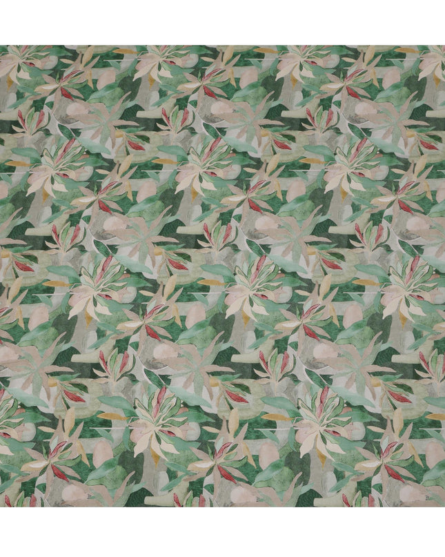 Sage Green Viscose Digital Printed Fabric with Abstract Floral Design, 110 cm Width-D21295