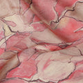 قماش فيسكوز وردي خوخي مطبوع رقميًا بتصميم زهور تجريدية، عرض 110 سم - D21298