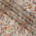 Multicolor Beige Viscose Digital Printed Fabric with Abstract Design, 110 cm Width-D21299
