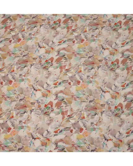 Multicolor Beige Viscose Digital Printed Fabric with Abstract Design, 110 cm Width-D21299