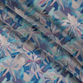 Aqua Blue Viscose Digital Printed Fabric with Abstract Leaf Design, 110 cm Width-D21305
