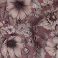 Dusty Rose Viscose Digital Printed Fabric with Vintage Floral Design, 110 cm Width-D21312