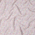 Soft Ivory Viscose Digital Printed Fabric with Pastel Floral Design, 110 cm Width-D21318