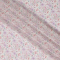 Soft Ivory Viscose Digital Printed Fabric with Pastel Floral Design, 110 cm Width-D21318