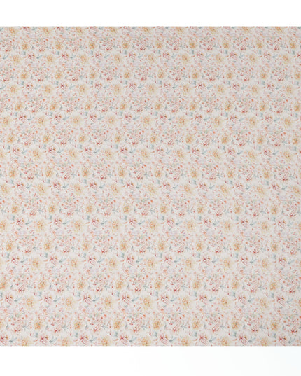 Cream Viscose Digital Printed Fabric with Soft Floral Design, 110 cm Width-D21320